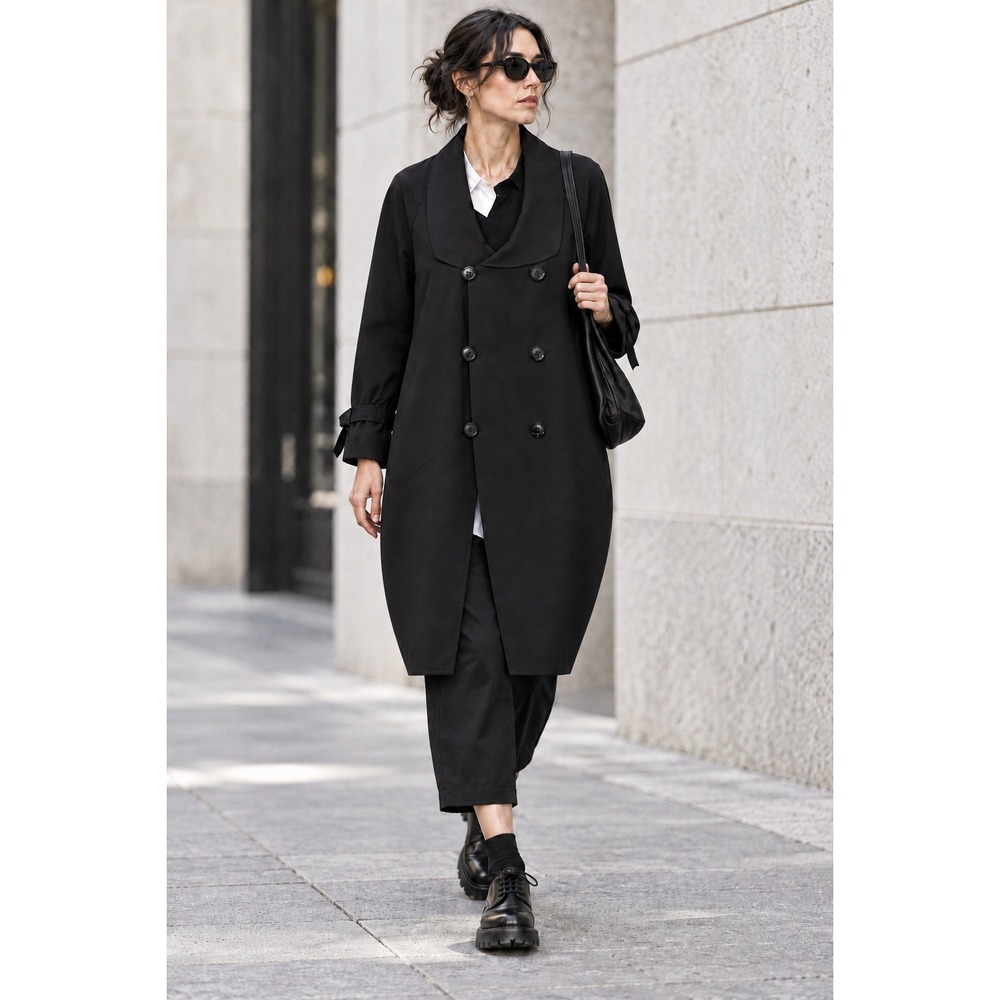 Junya Watanabe Comme des Garcons Coat Black Wool Double Breasted Sz S